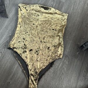 Shimmering gold Velvet Fabric bodysuit